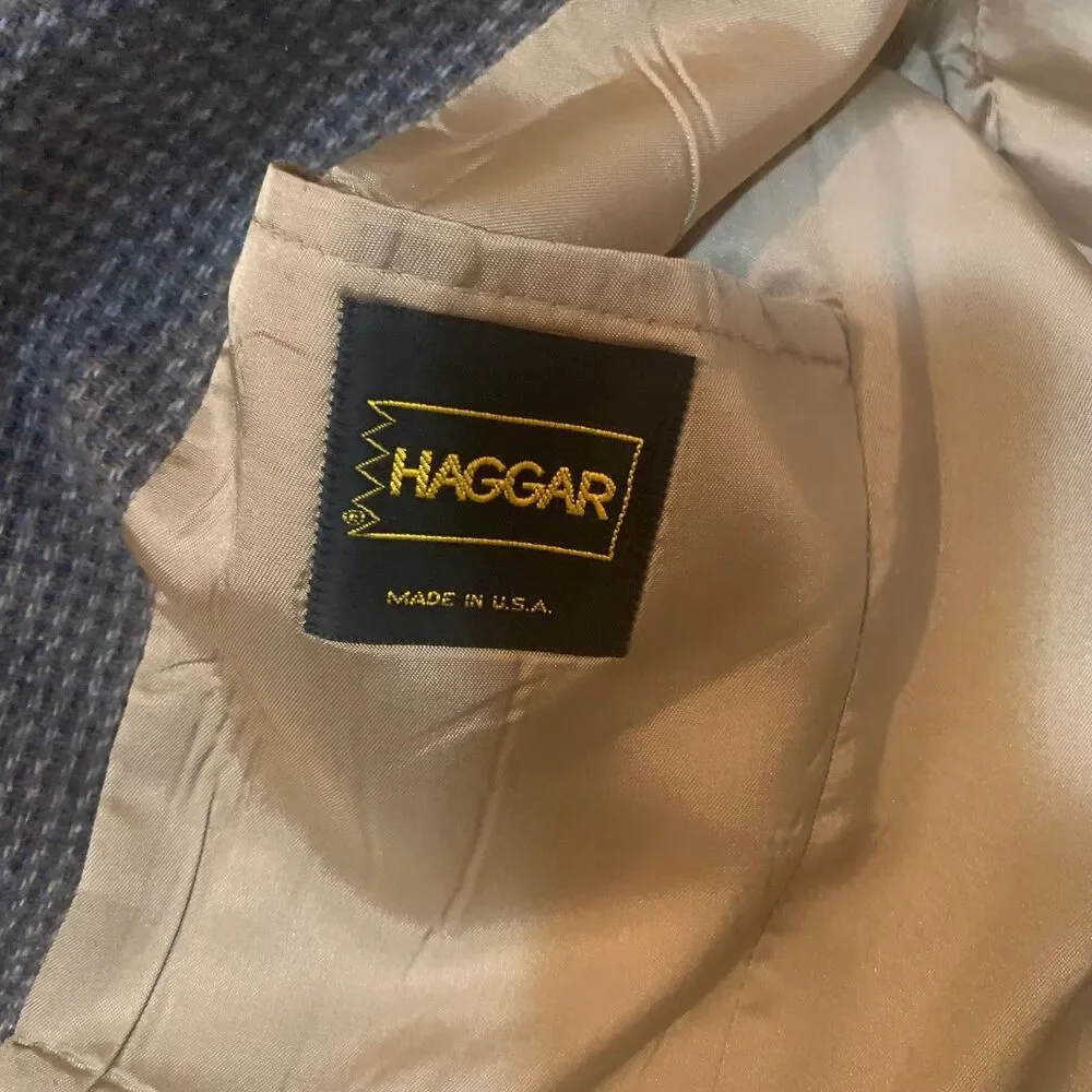 Vintage Haggar Sport Coat Blazer Men's 38 Brown Tweed Wool Suit Jacket USA Made